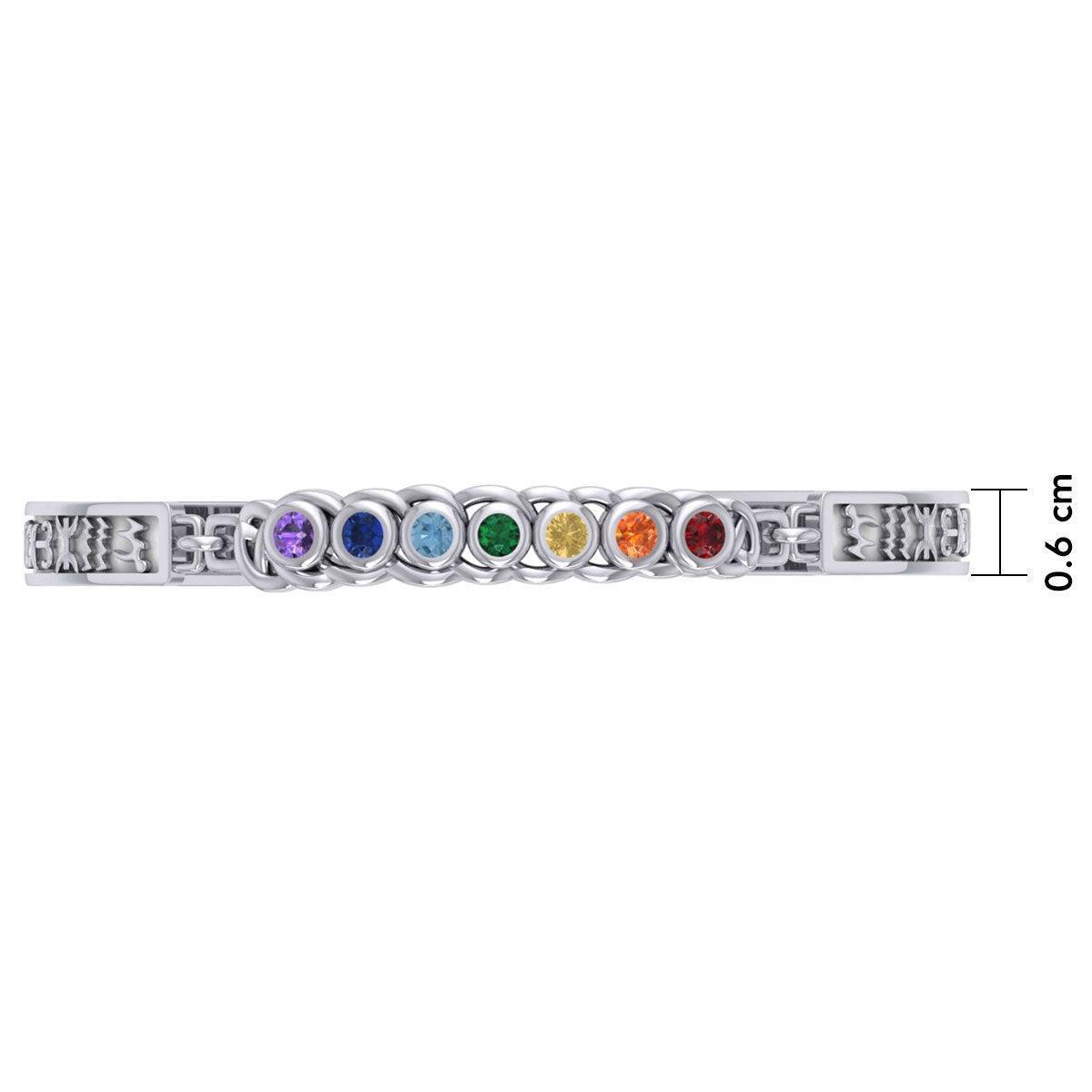Celtic Silver Bracelet with Chakra Gemstones and Astrology Symbols TBA286