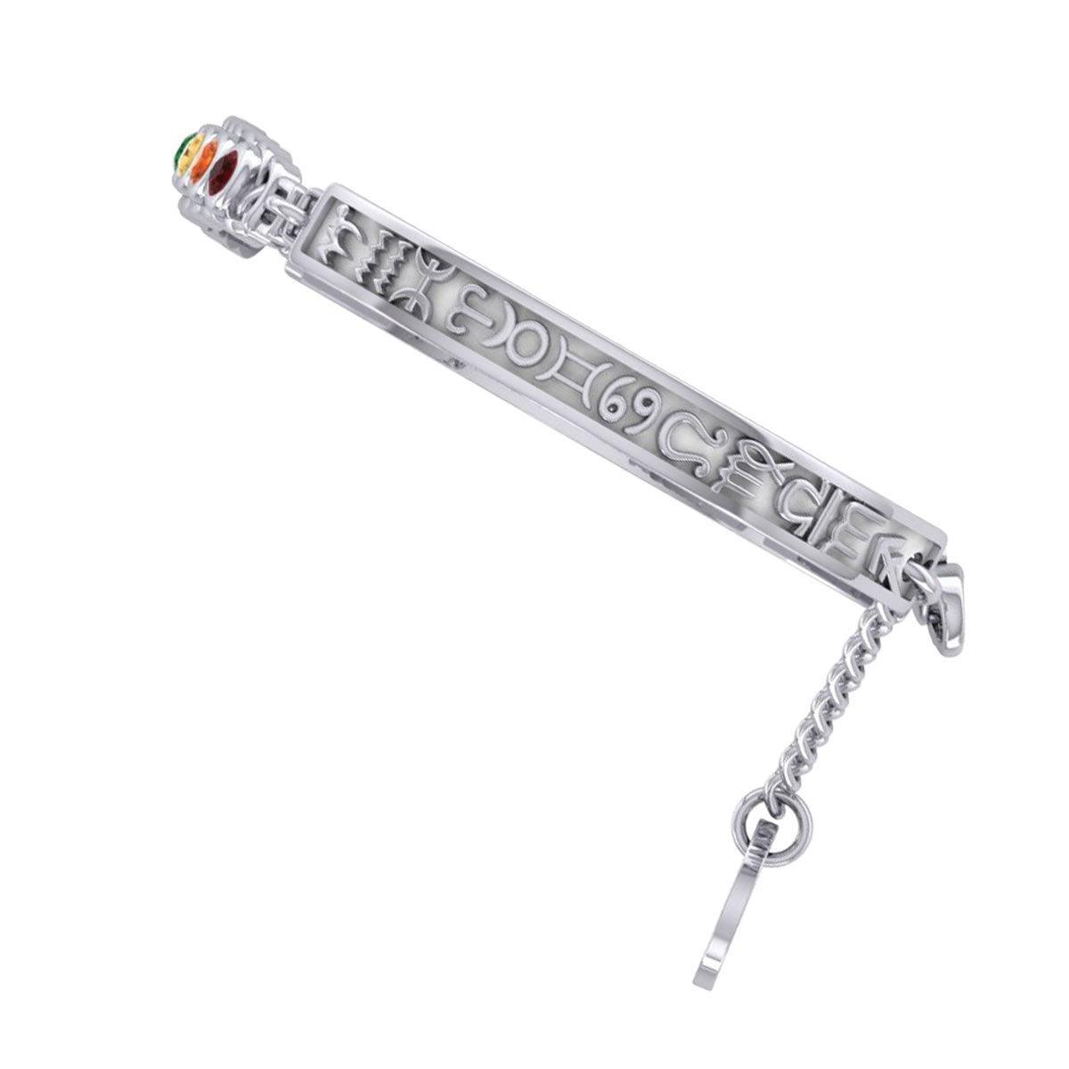 Celtic Silver Bracelet with Chakra Gemstones and Astrology Symbols TBA286
