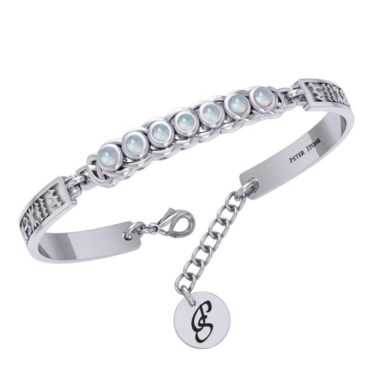 Celtic Silver Bracelet with Chakra Gemstones and Astrology Symbols TBA286