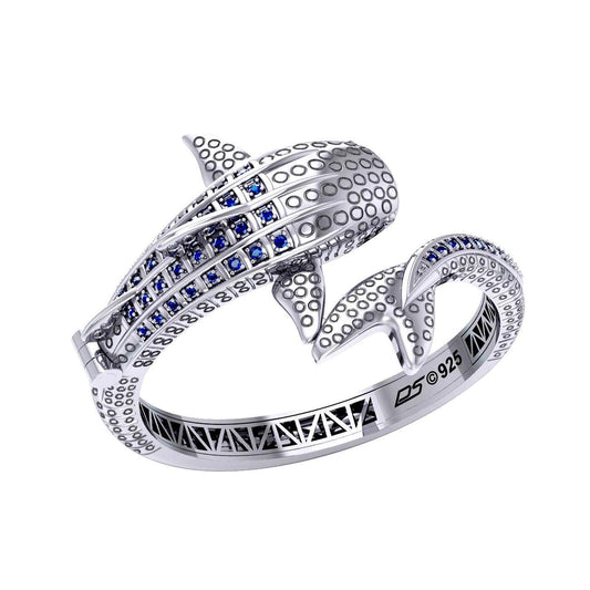 Whale Shark Silver Cuff Bracelet with Gemstones and Locking System TBA300