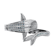 Whale Shark Silver Cuff Bracelet with Gemstones and Locking System TBA300