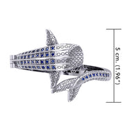 Whale Shark Silver Cuff Bracelet with Gemstones and Locking System TBA300