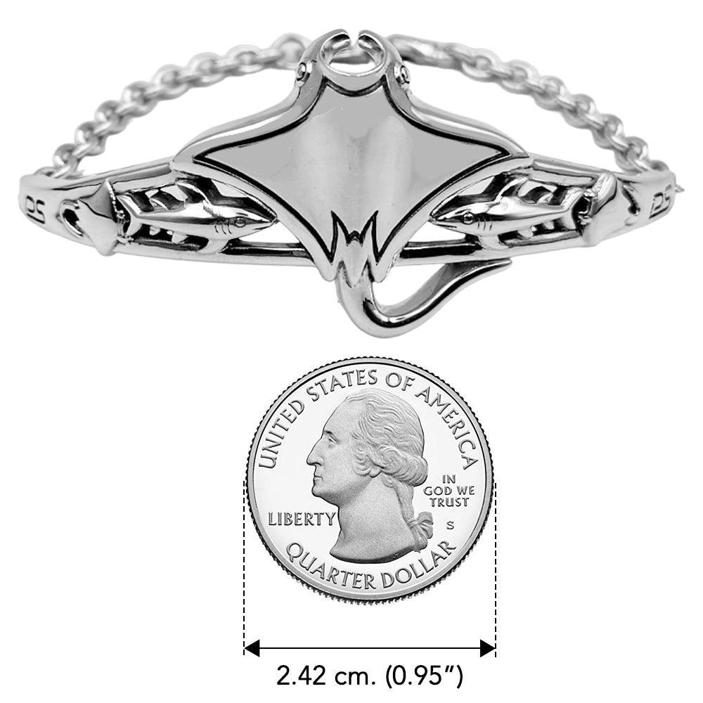 Manta Rays and Sharks Sterling Silver Chain Bracelet - Wholesale Jewelry