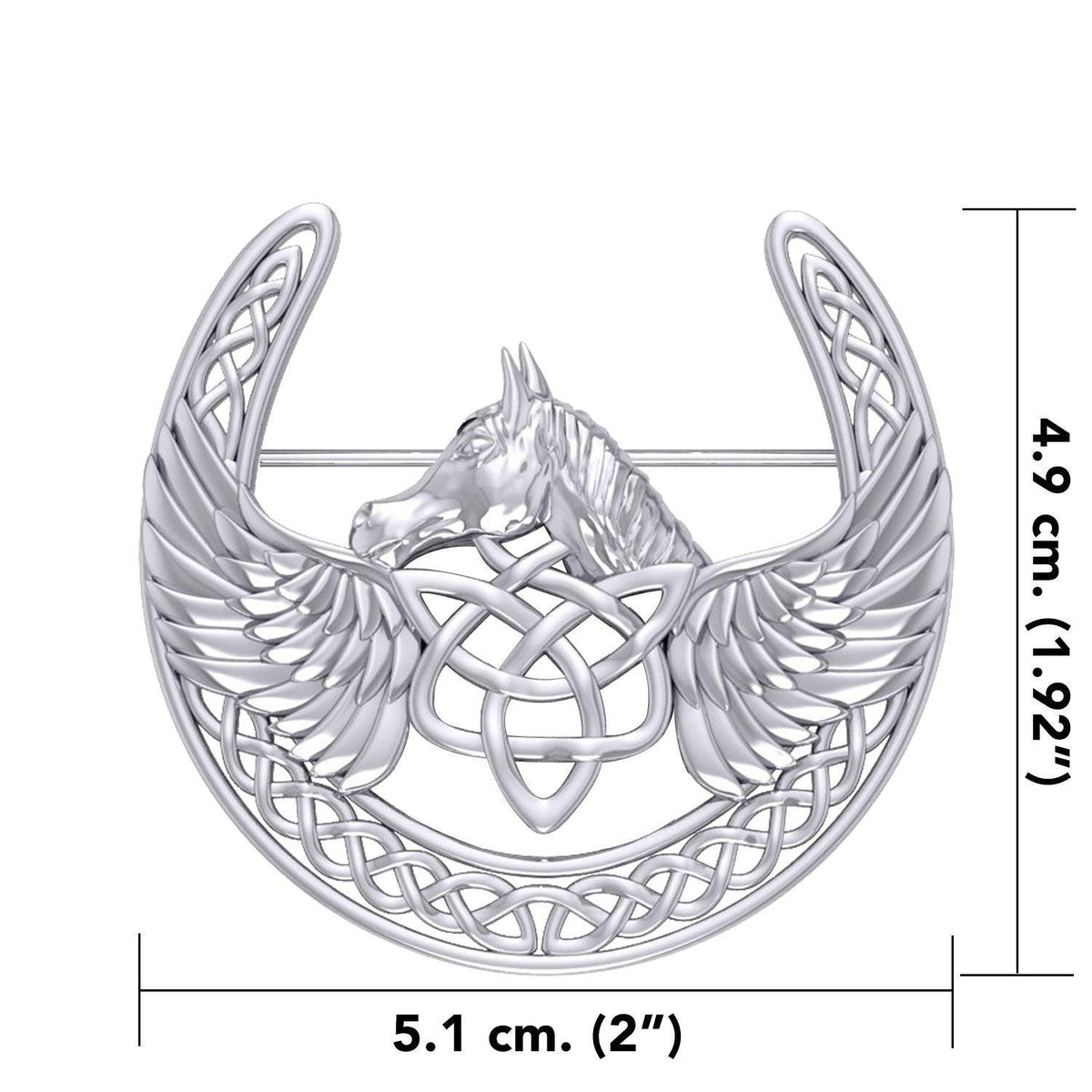 Sterling Silver Celtic Guardian Pegasus Brooch with Angel Wings - Spiritual Protection Jewelry by Peter Stone TBC166