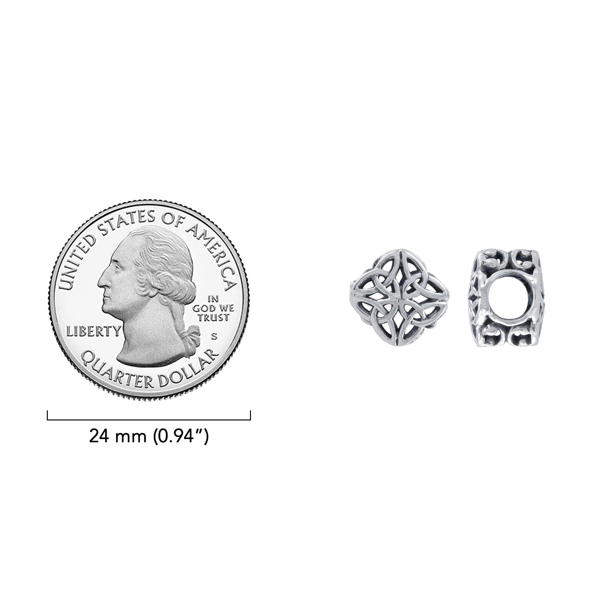Celtic Knotwork Sterling Silver Bead TBD184*