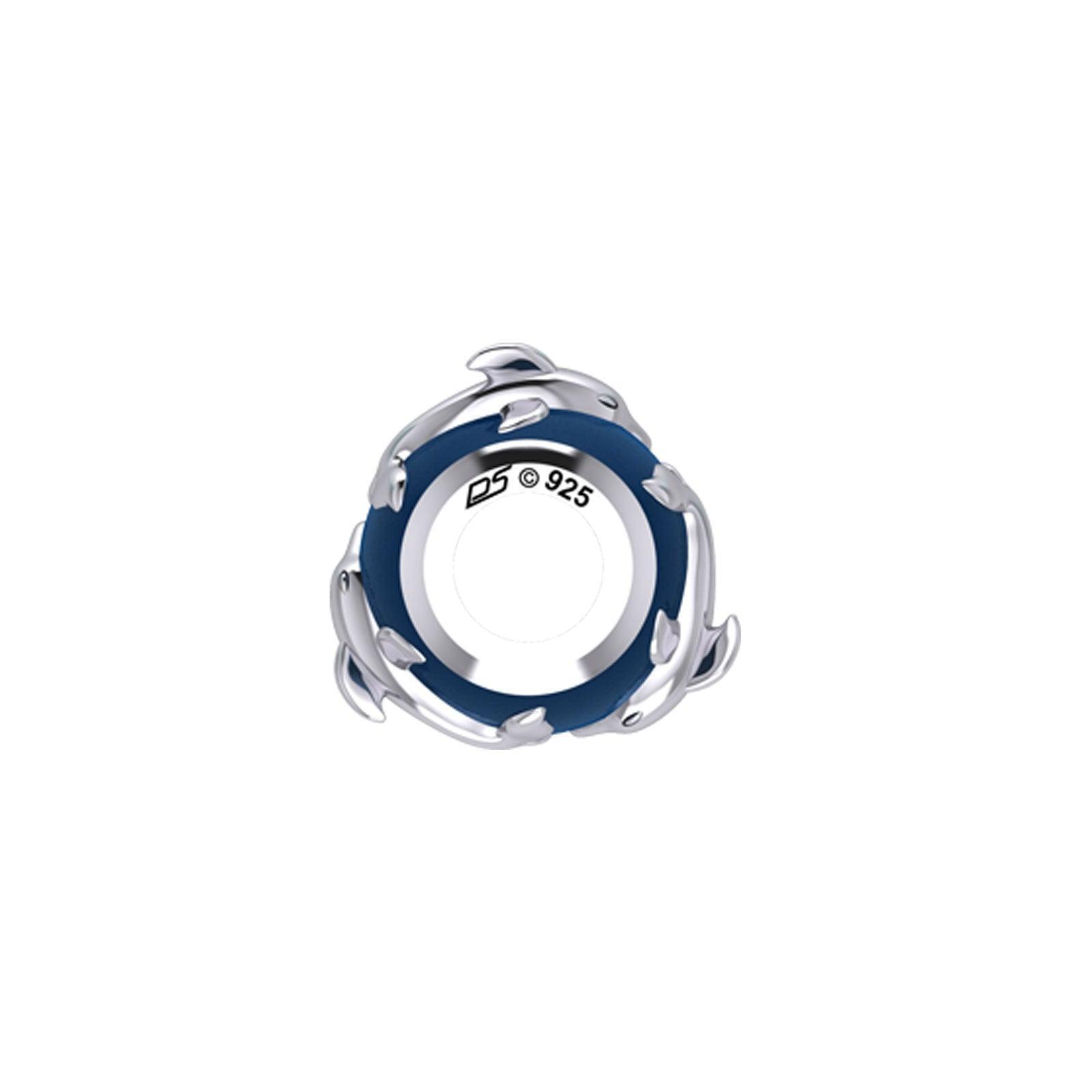 Dolphin Silver Bead with Navy Blue Enamel TBD372 - peterstone.dropshipping