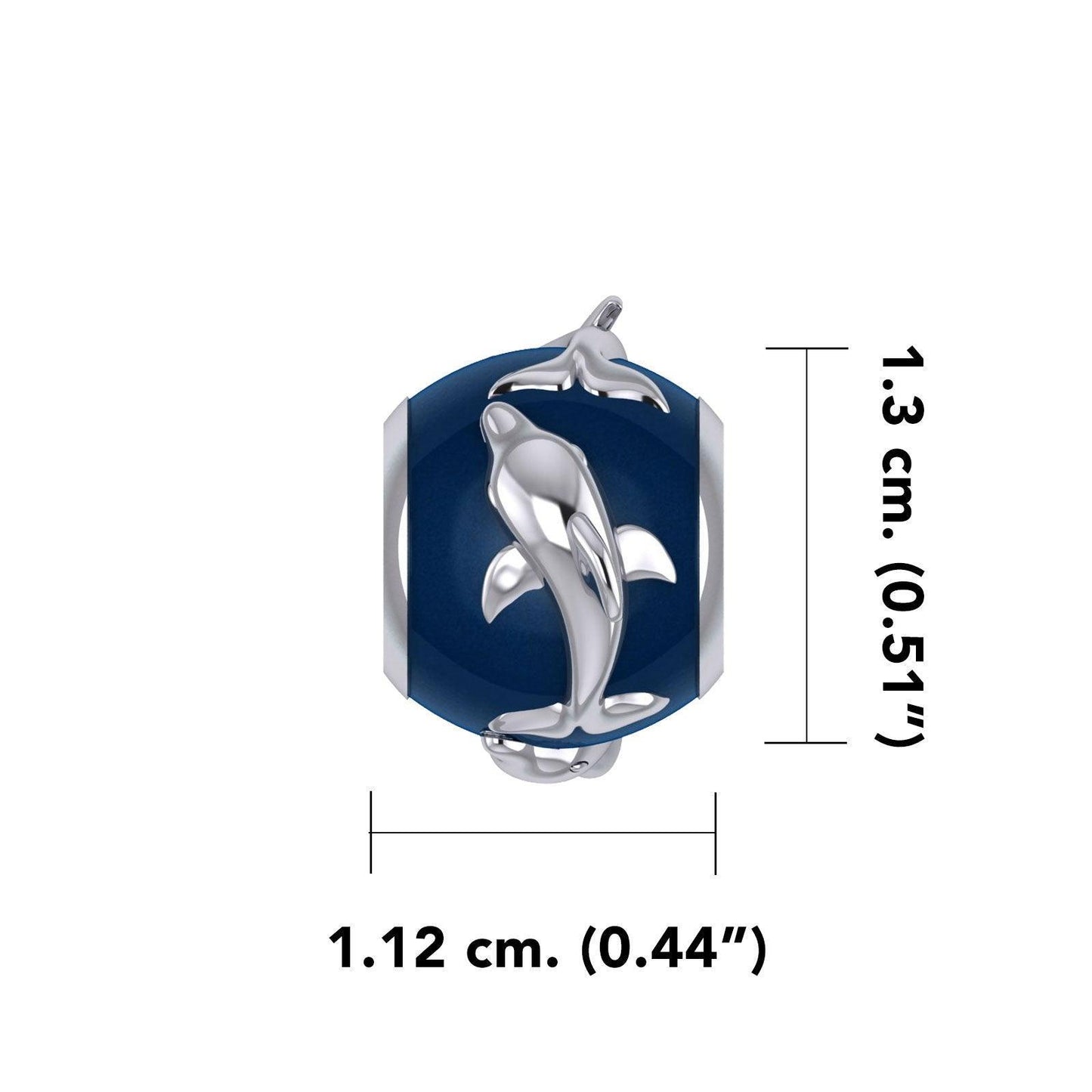 Dolphin Silver Bead with Navy Blue Enamel TBD372 - peterstone.dropshipping