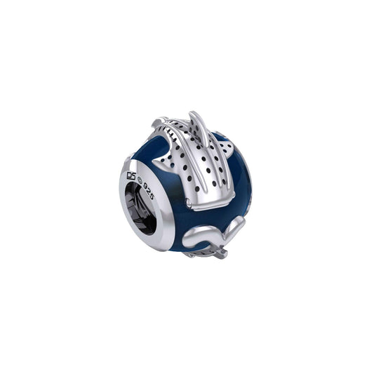 DiveSilver Whale Shark Silver Bead with Navy Blue Enamel TBD373 - peterstone.dropshipping