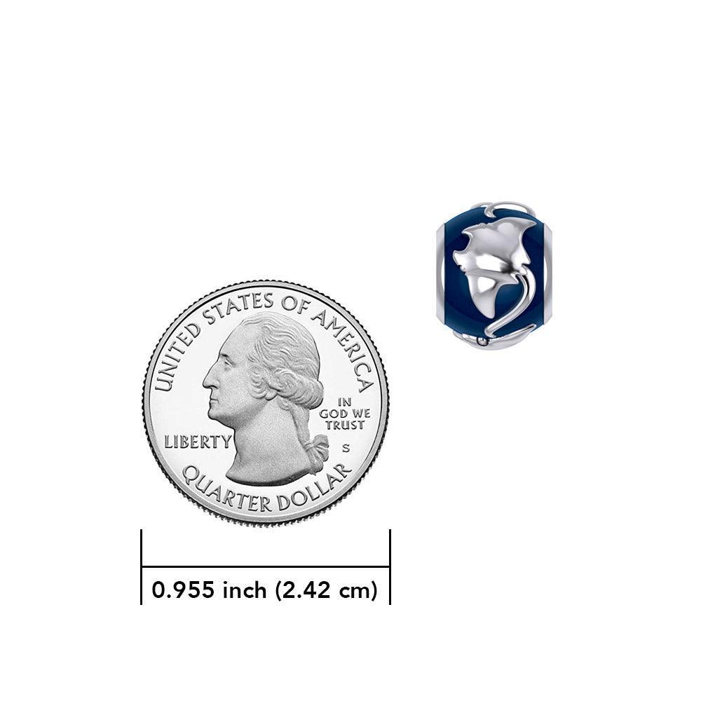 DiveSilver Manta Ray Silver Bead with Navy Blue Enamel TBD374 - peterstone.dropshipping