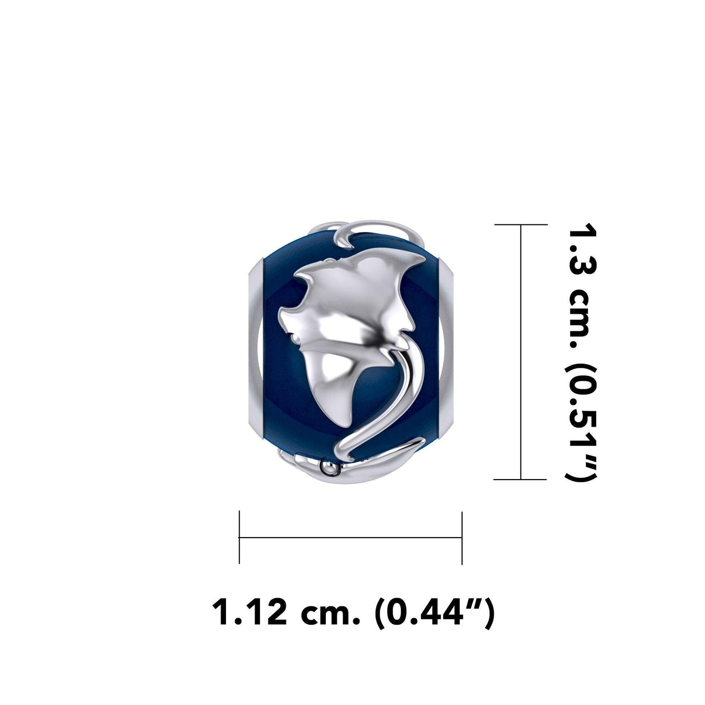 DiveSilver Manta Ray Silver Bead with Navy Blue Enamel TBD374 - peterstone.dropshipping