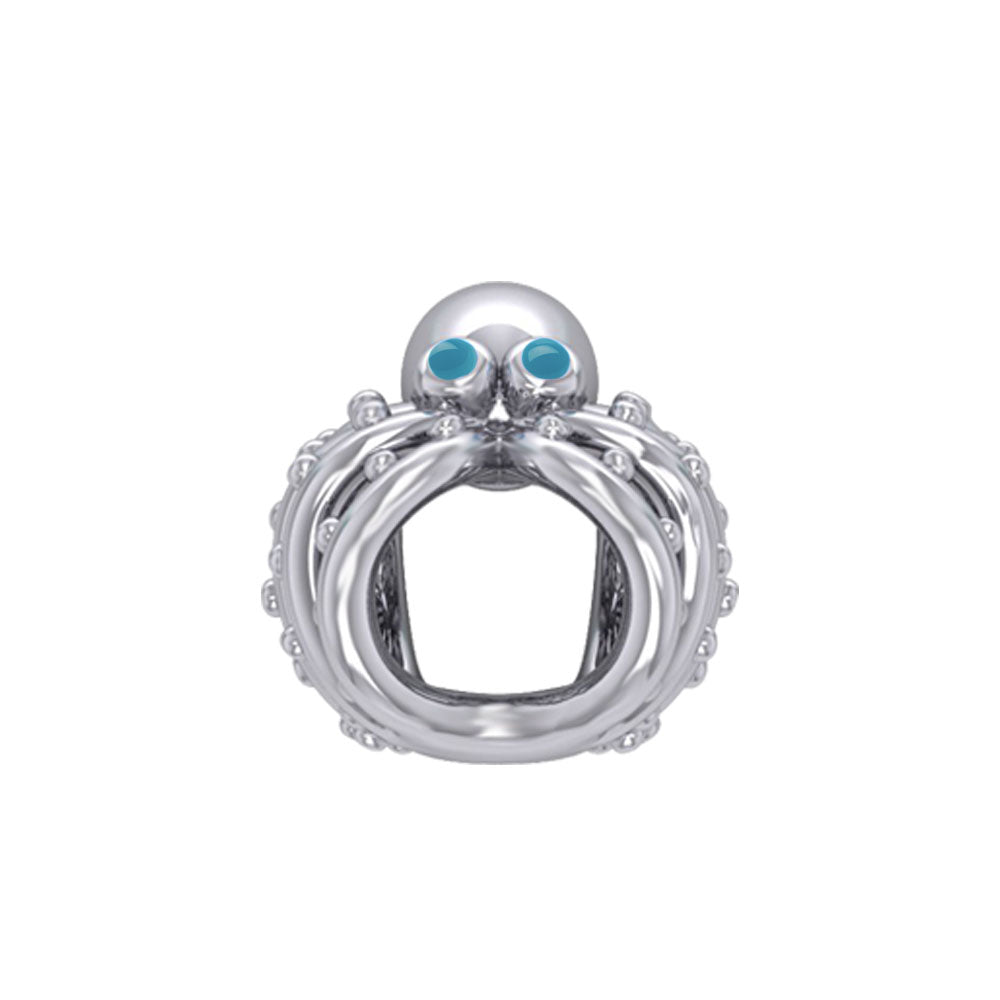 Octopus Silver Bead with Turquoise Eyes TBD376