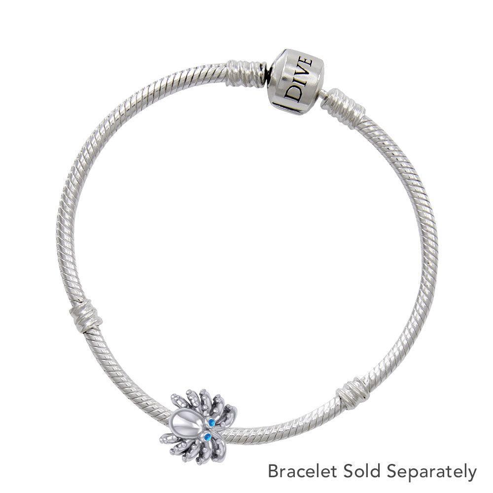 Octopus Silver Bead with Turquoise Eyes TBD376 - peterstone.dropshipping