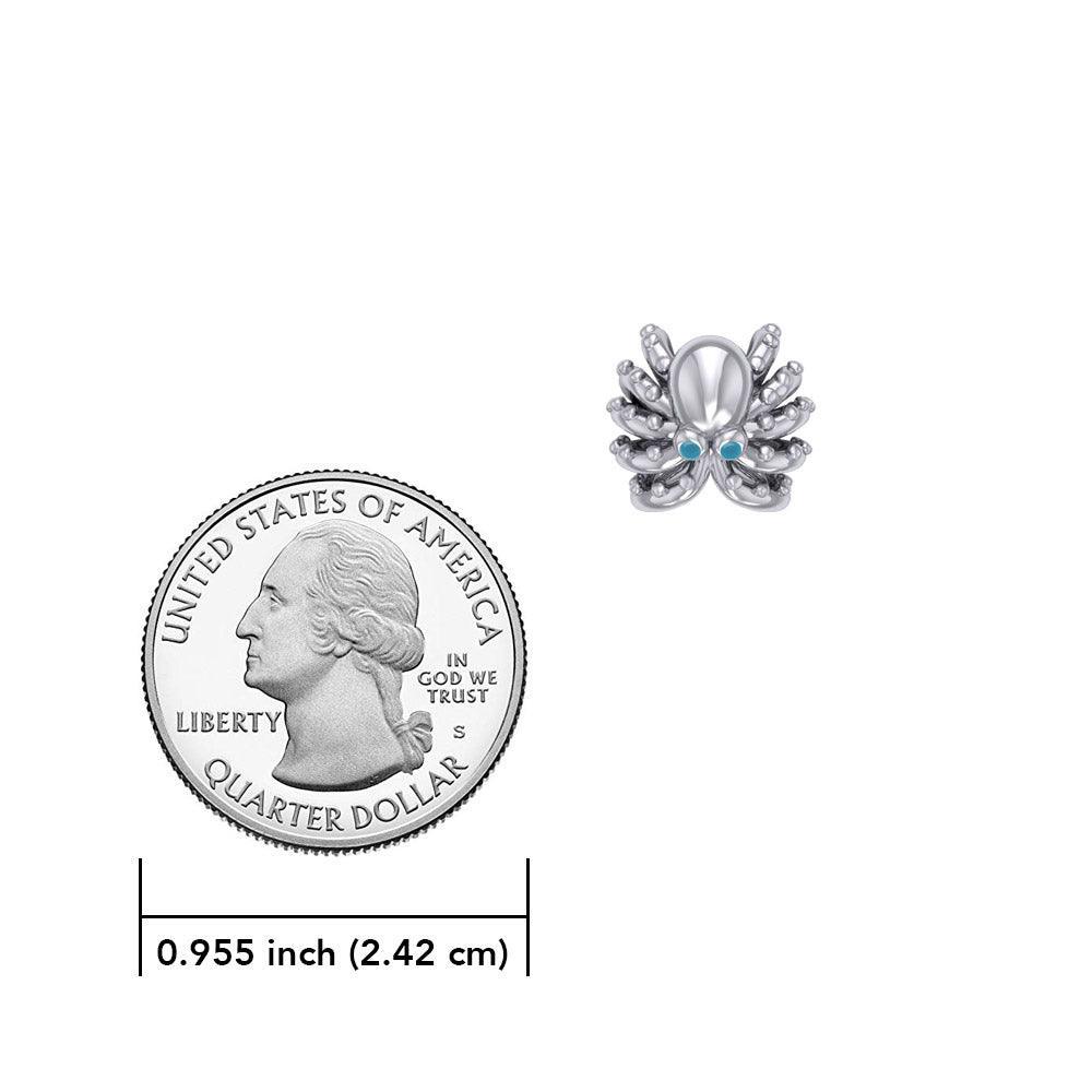 Octopus Silver Bead with Turquoise Eyes TBD376 - peterstone.dropshipping