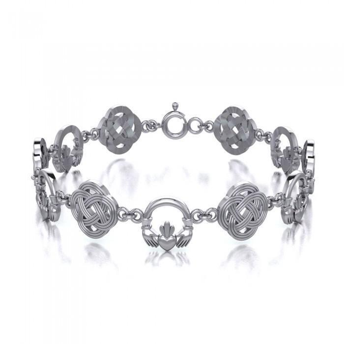 Written for love, friendship, and loyalty ~ Celtic Knotwork Claddagh Sterling Silver Bracelet Jewelry TBG243