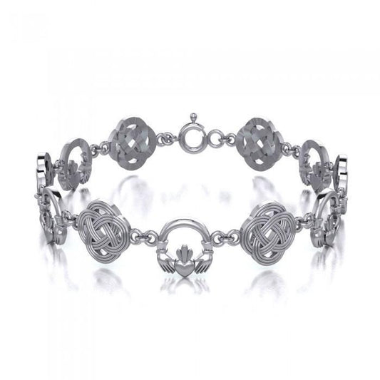 Written for love, friendship, and loyalty ~ Celtic Knotwork Claddagh Sterling Silver Bracelet Jewelry TBG243