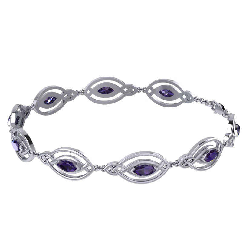 Celtic Knotwork with Choice of Gemstones Sterling Silver Bracelet TBG282