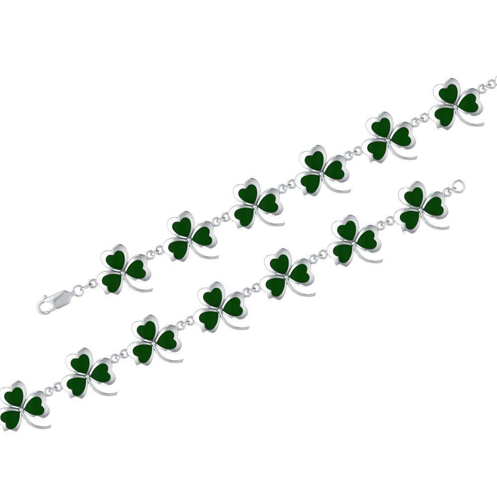 Captivated in the Shamrock Fortune ~ Sterling Silver Jewelry Link Bracelet TBG361