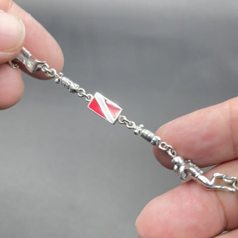 Flag and Dive Equipment Silver Bracelet TBG423