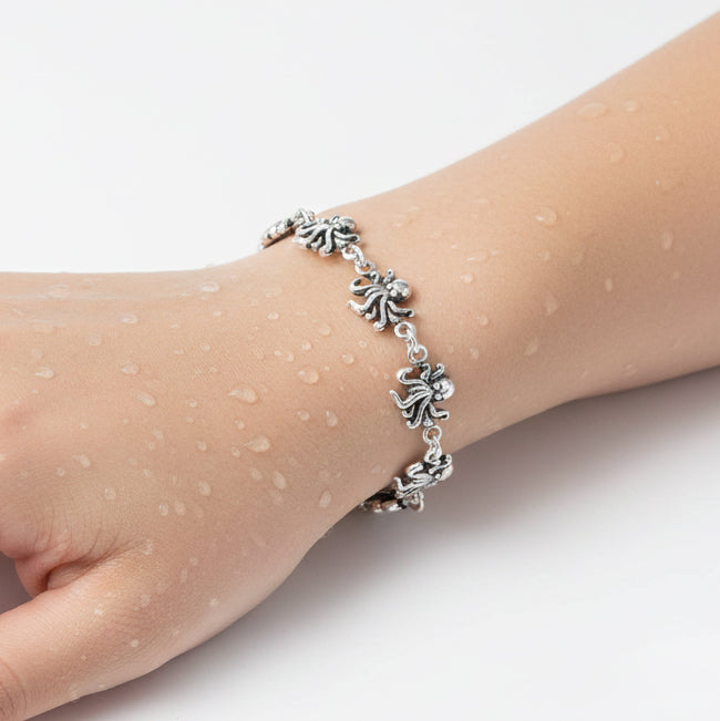 Octopus Sterling Silver Link Bracelet TBG427