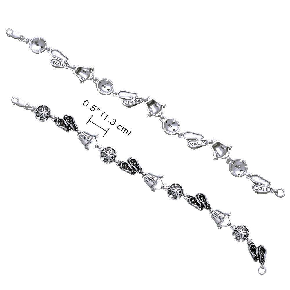 Hawaii Island engraved name on Silver Link Bracelet TBG651