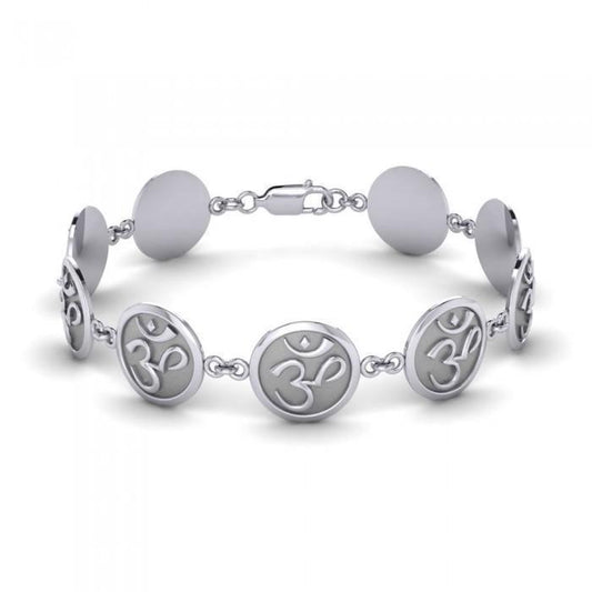 Manifest the Spiritual Link ~ OM Sterling Silver Link Bracelet TBG712