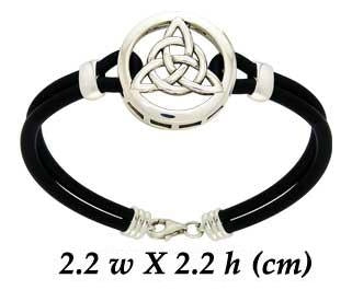 You are guide by life’s triplicities ~ Sterling Silver Celtic Knotwork Trinity Leather Cord Bracelet TBL191