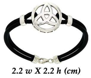 Feel the moment of the Holy Trinity ~ Sterling Silver Celtic Knotwork Trinity Leather Cord Bracelet TBL193