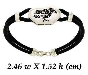 Sterling Silver Raven Leather Cord Bracelet TBL203