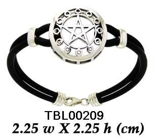 Sterling Silver Moon Phase The Star Leather Cord Bracelet TBL209