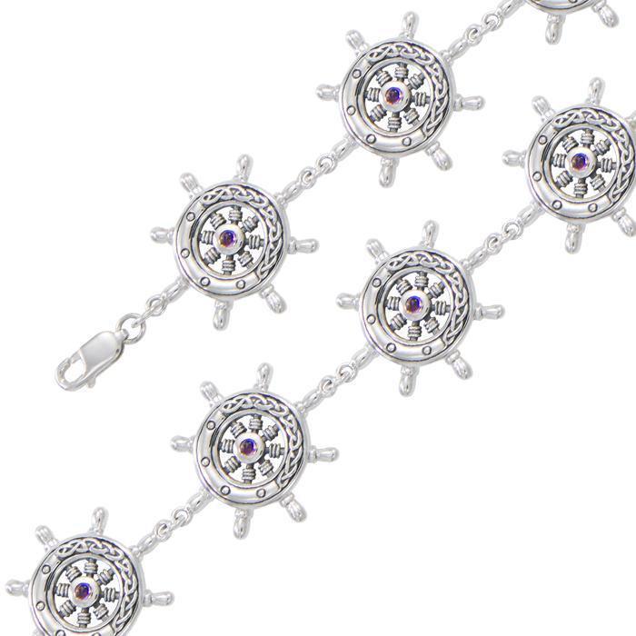 Celtic Ship's Wheel Silver Bracelet TBL019 - peterstone.dropshipping