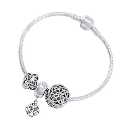 Celtic Knot Sterling Silver Bead Bracelet TBL347