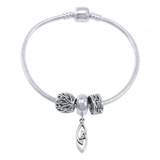 A traditional concept that’s endless ~ Celtic Knotwork Sterling Silver Bead Bracelet Jewelry TBL353