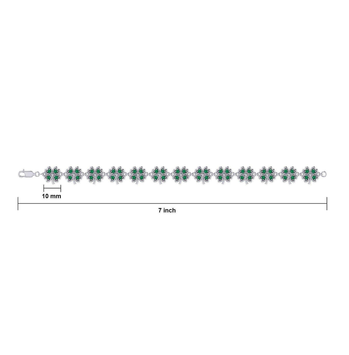 Lucky Gemstones Four Leaf Clover Silver Link Bracelet TBL396