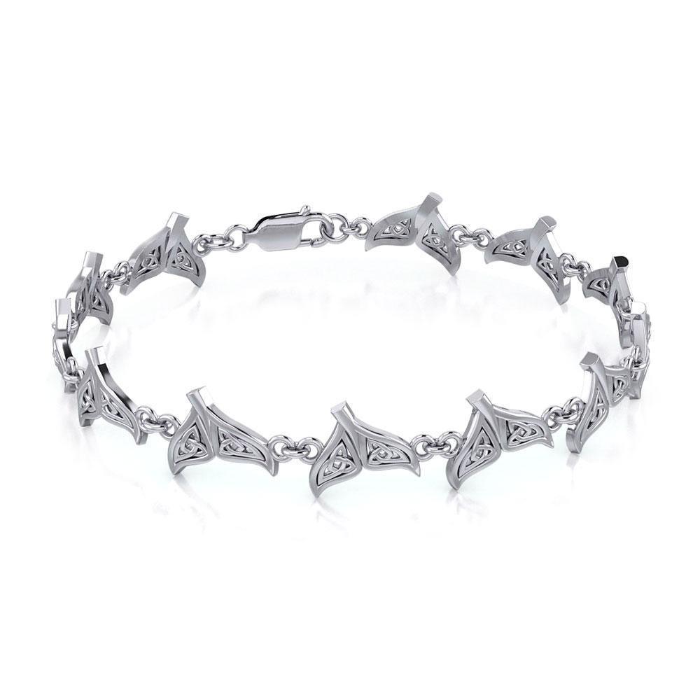 Celtic Whale Tail Silver Link Bracelet TBL397