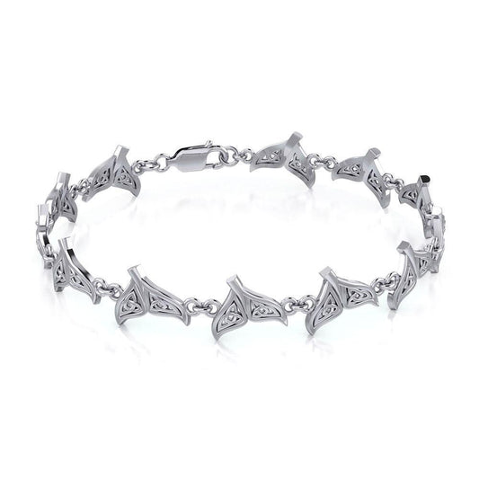 Celtic Whale Tail Silver Link Bracelet TBL397