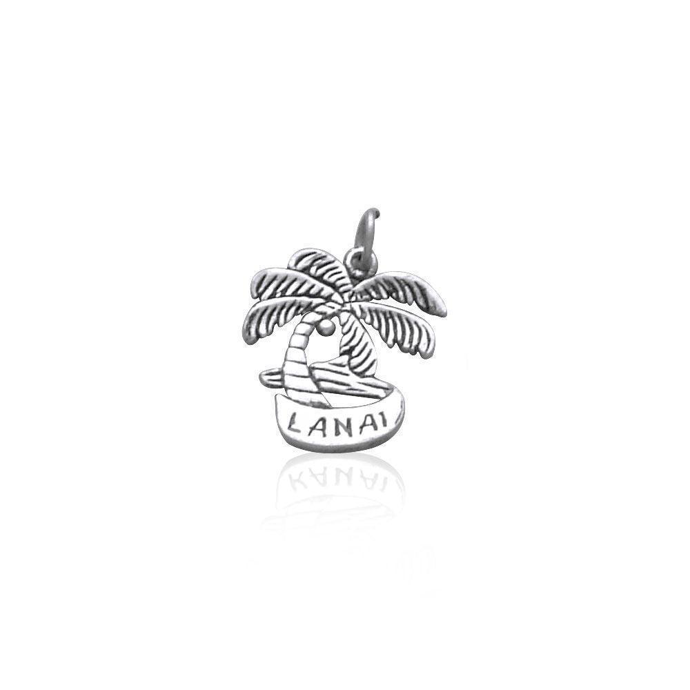 Lanai Island Coconut Tree Silver Charm