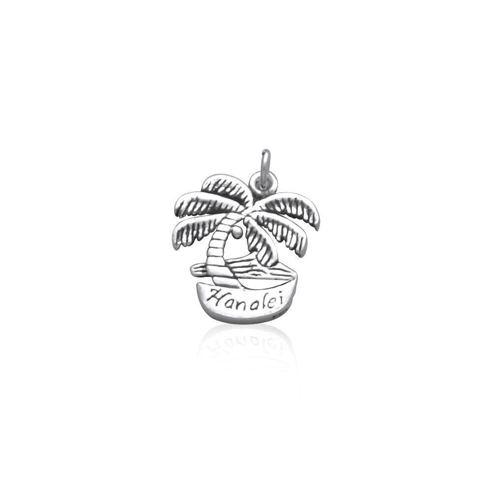 Hanalei Island Coconut Tree Silver Charm TC1037