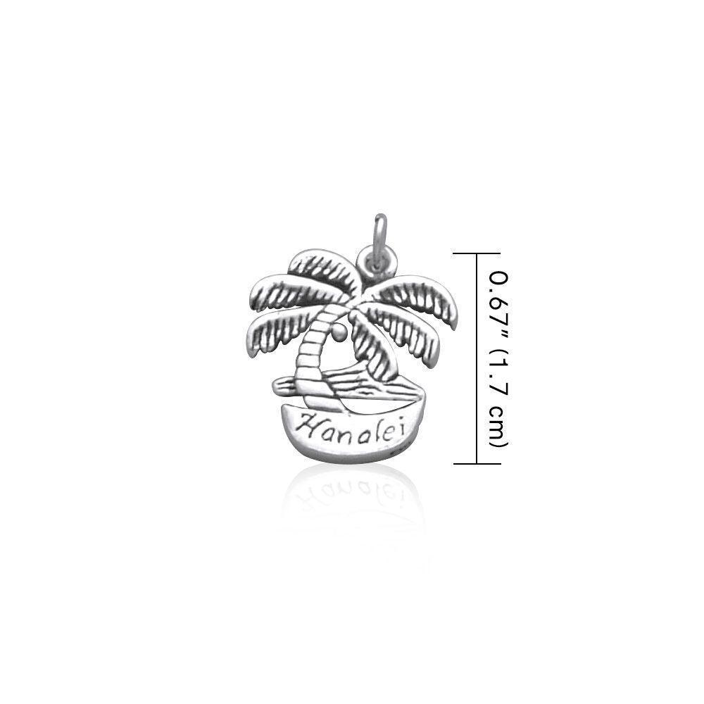 Hanalei Island Coconut Tree Silver Charm TC1037