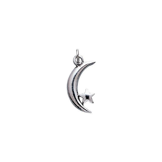 Crescent Moon and Star Silver Charm TC157