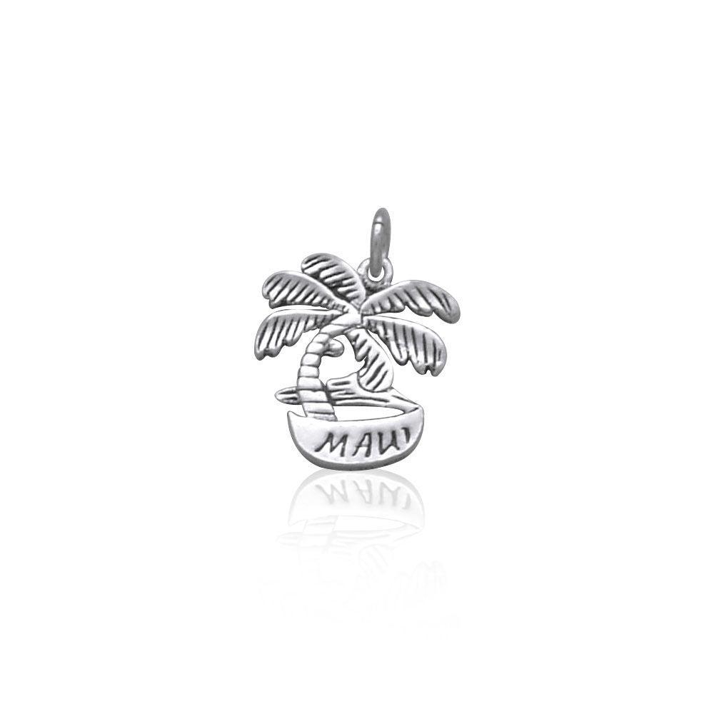 Maui Island Coconut Tree Silver Charm TC983