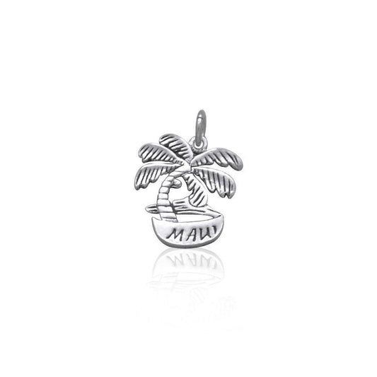 Maui Island Coconut Tree Silver Charm TC983