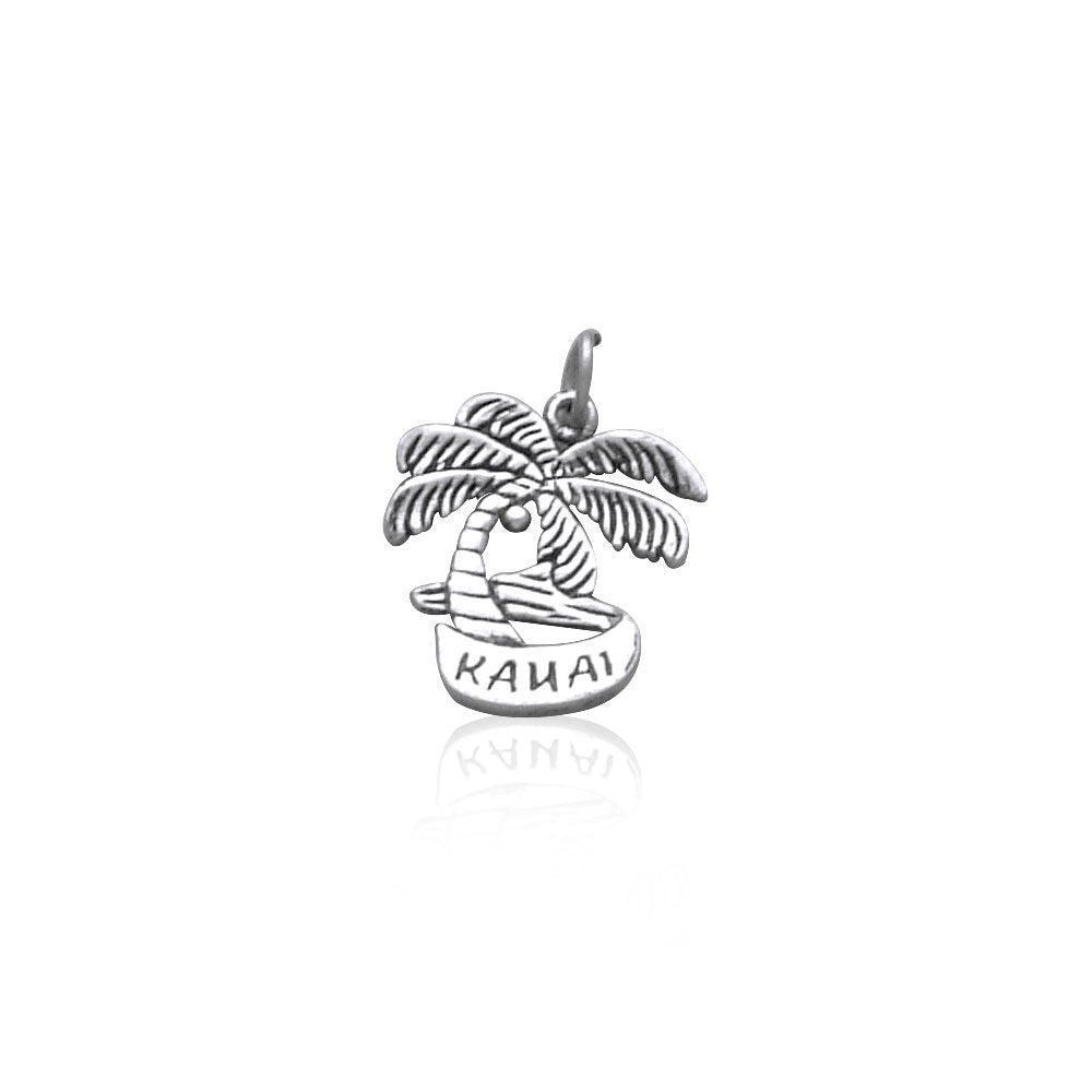 Kauai Island Coconut Tree Silver Charm TC984