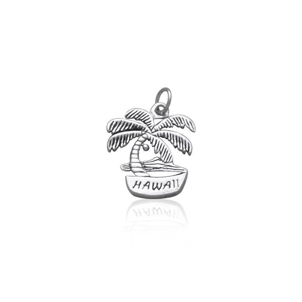 Hawaii Island Coconut Tree Silver Charm TC985