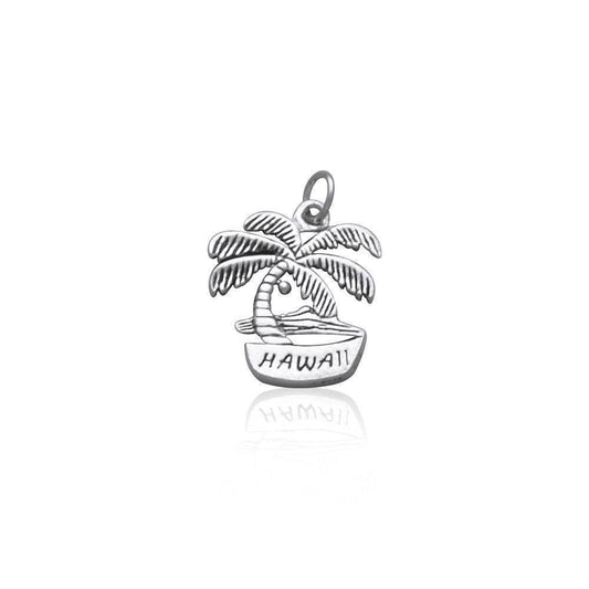 Hawaii Island Coconut Tree Silver Charm TC985