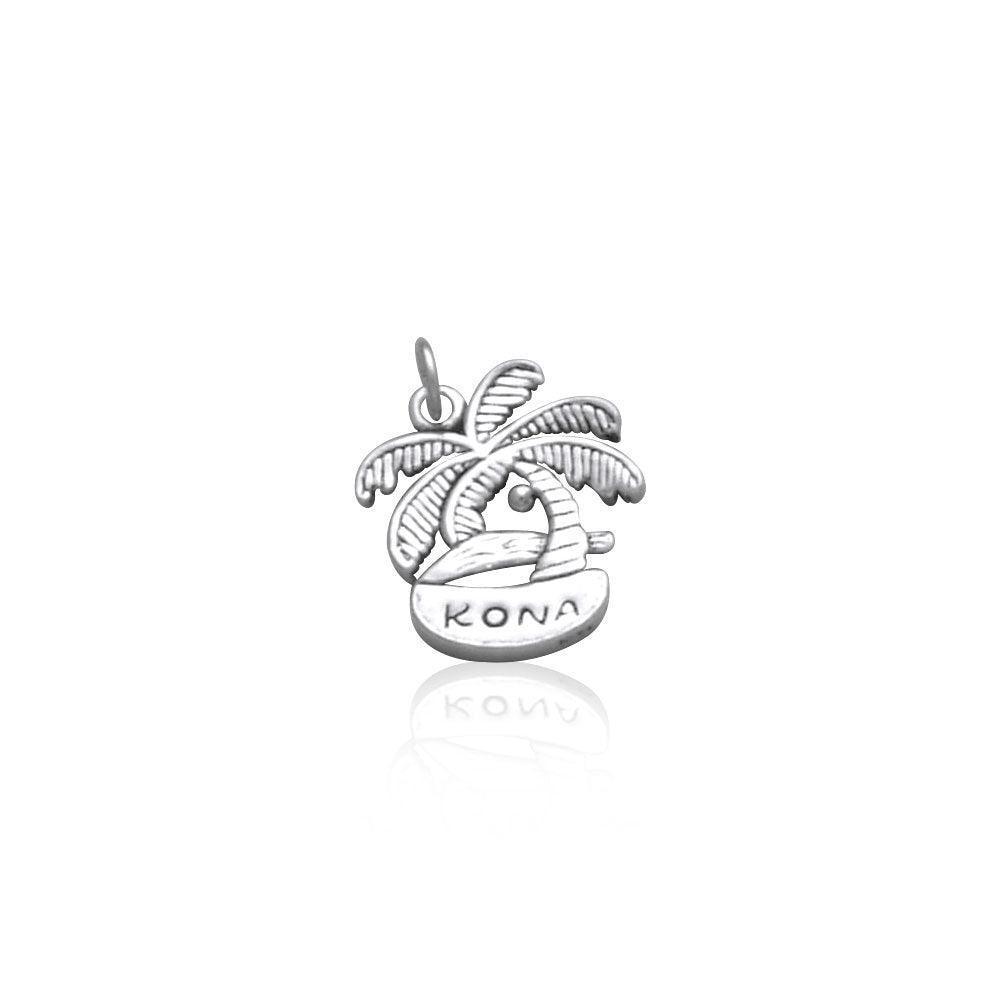 Kona Island Coconut Tree Silver Charm TC993