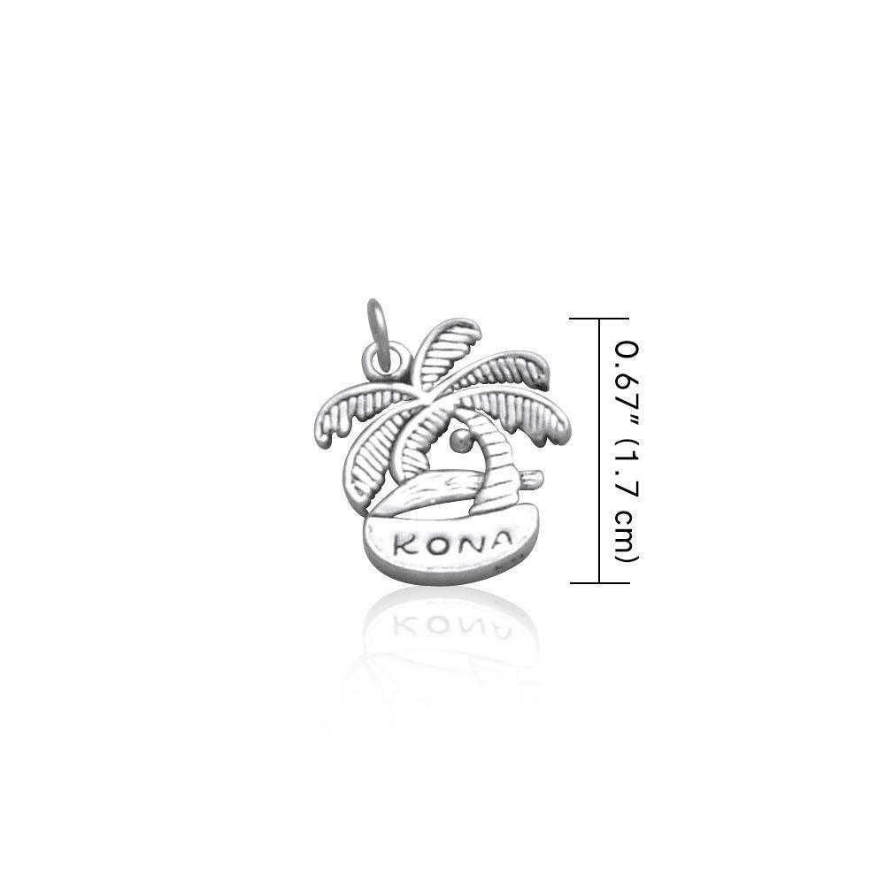 Kona Island Coconut Tree Silver Charm TC993