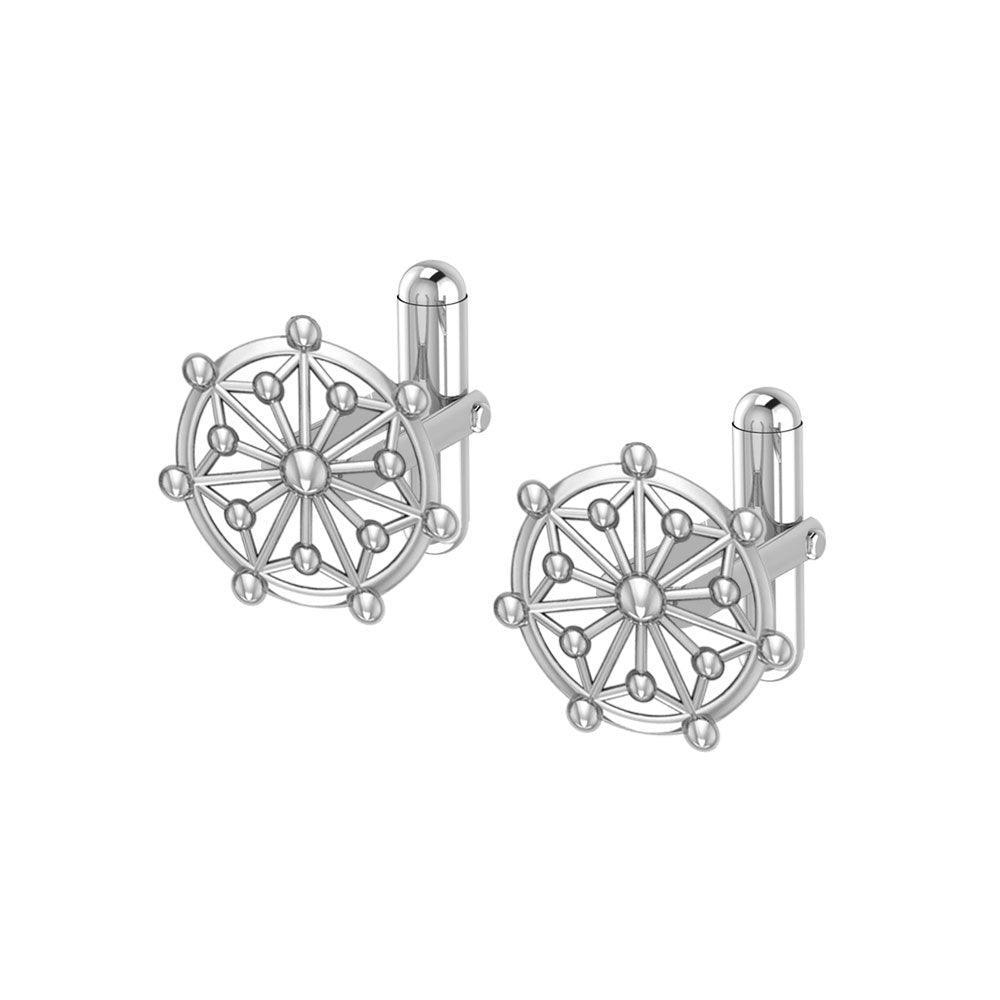 Round Tetragram Energy Symbol Silver Cufflinks TCL044 - peterstone.dropshipping