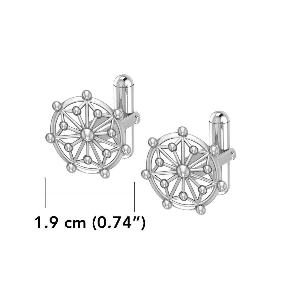 Round Tetragram Energy Symbol Silver Cufflinks TCL044 - peterstone.dropshipping