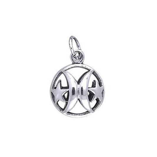 Double Crescent Moons and Stars Silver Charm TCM010