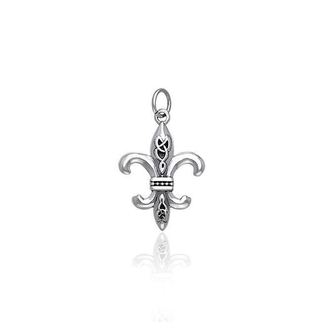Fleur De Lis with Celtic Knot Silver Charm TCM031